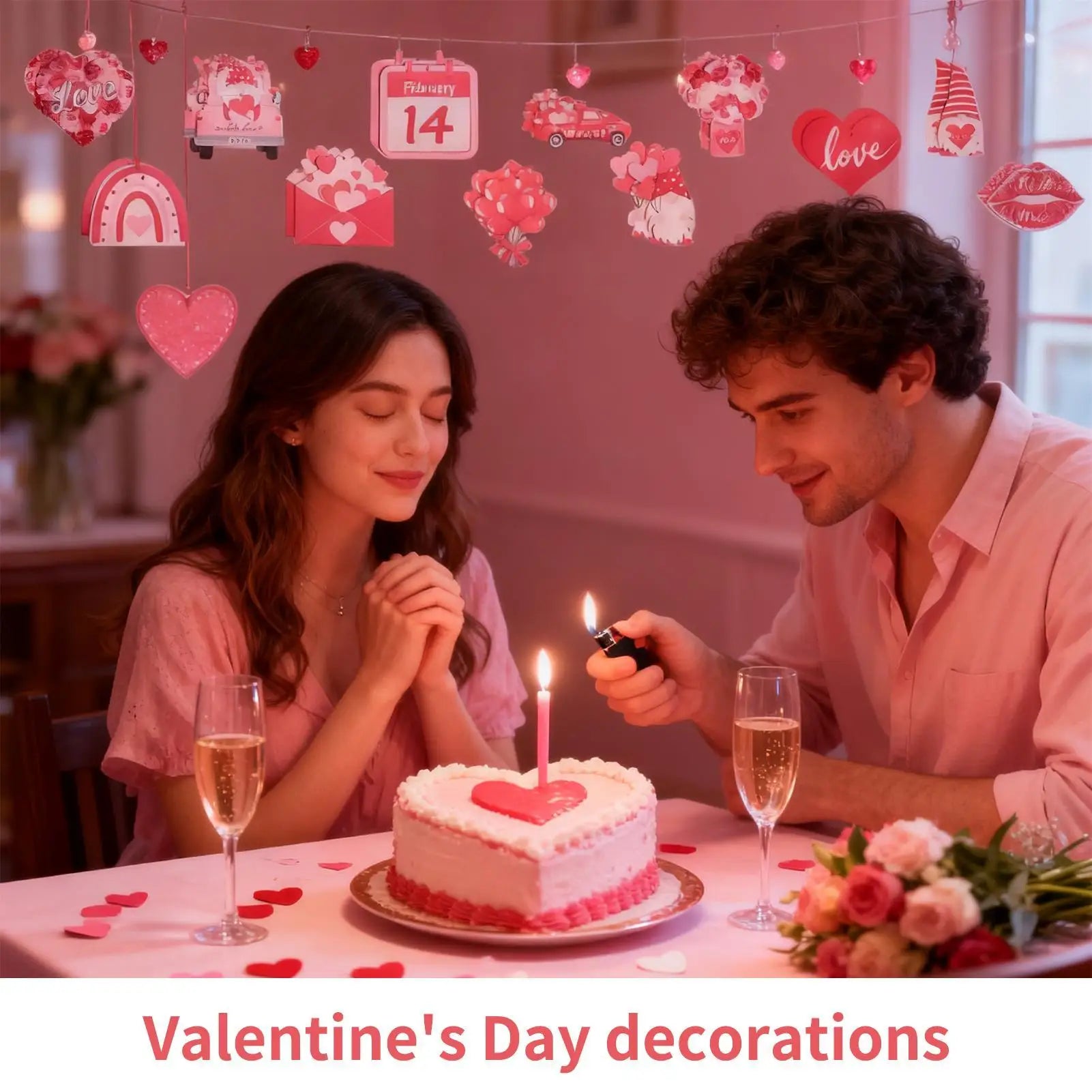 Valentine's Day Ornaments Slices Pendant Tags Decorations Valentines Qme