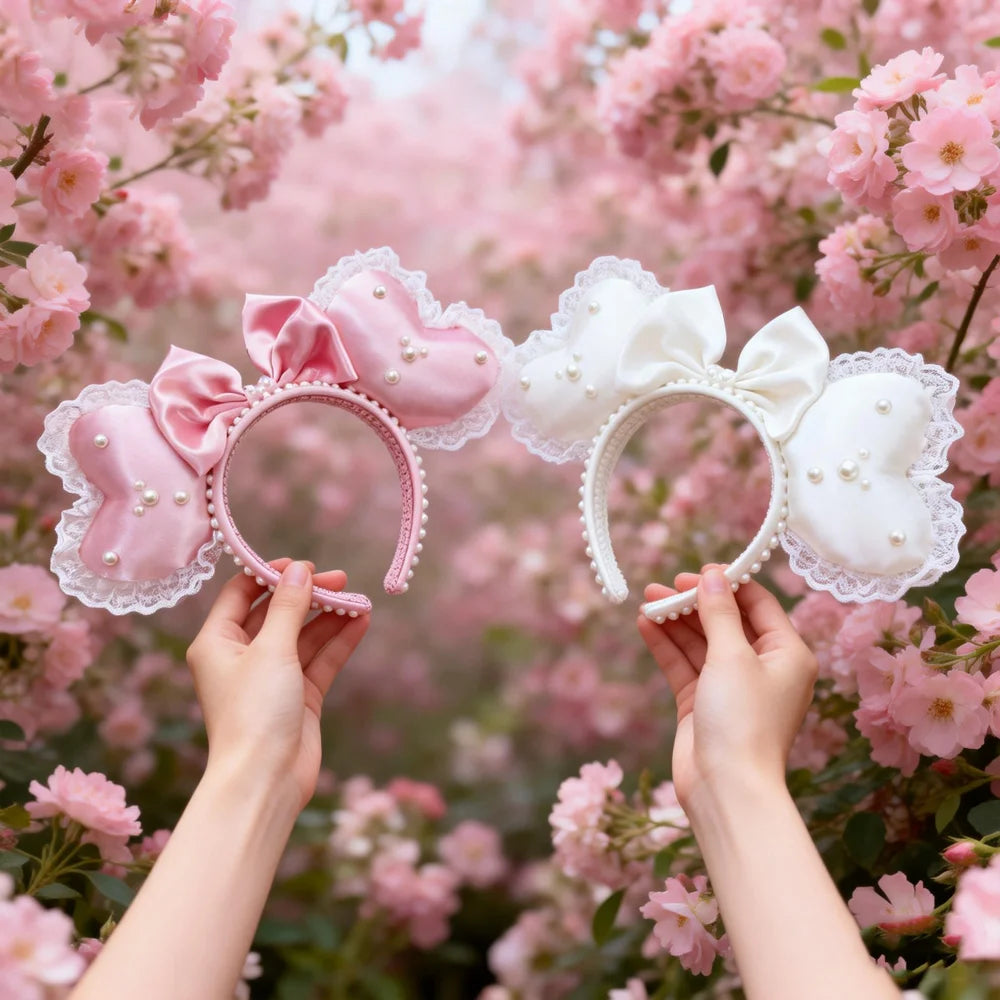 Mickey Mouse Heart Ear Headands Women Adult Cosplay Valentine's Day Hairband For Girls Park Travel Photography Hair Accessory Qme