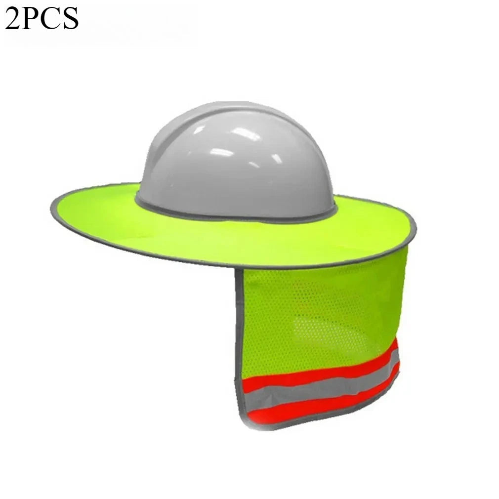 2PCS Sunshade Outdoor Construction Safety Hard Hat Sun Shade Neck Shield Reflective Stripe Protective Helmets Shield Qme