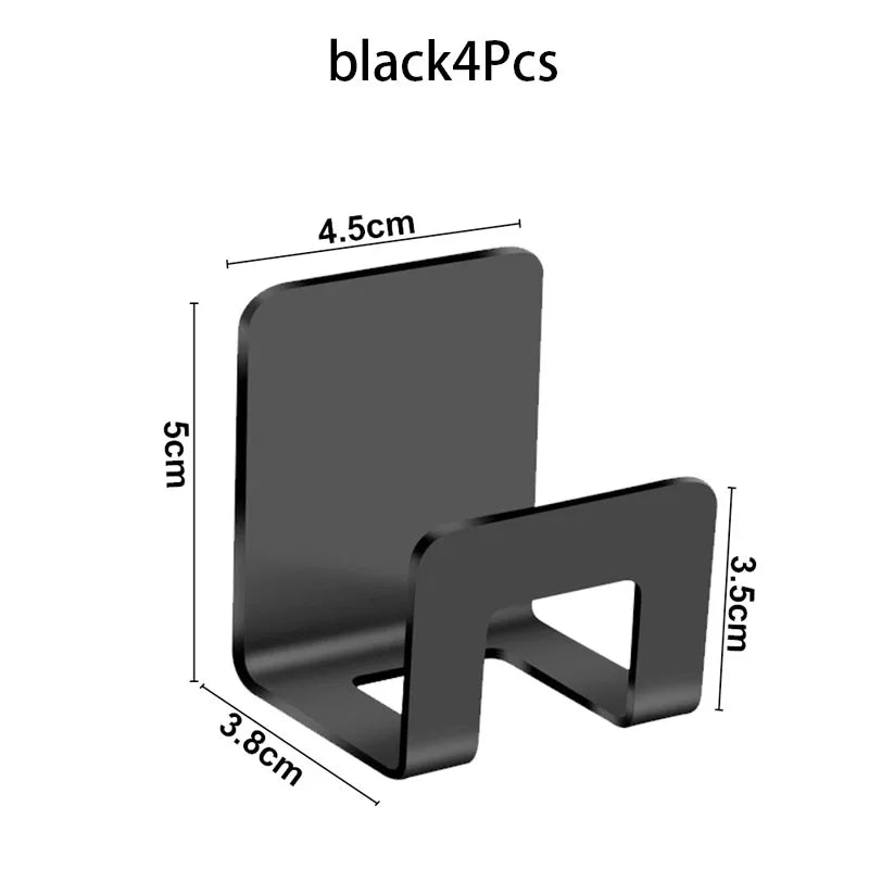Stainless Steel Sink Tray Drainer Rack Kitchen Sink Sponge Holders Self Adhesive Hook Storage Holder Kitchen Wire Rag Organizer Qme black-4Pcs