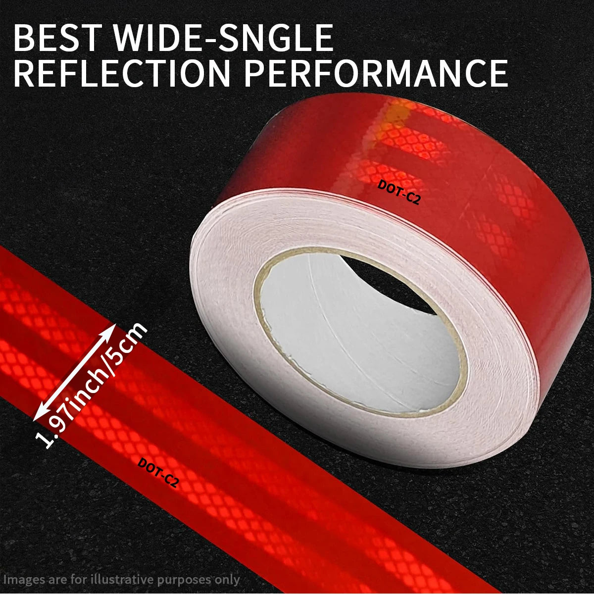 Car Reflective Safety Tape Warning Light Reflector Protective Trucks Auto Motorcycle Safety Mark Reflective Strip Sticker Qme Red 2M 50MM