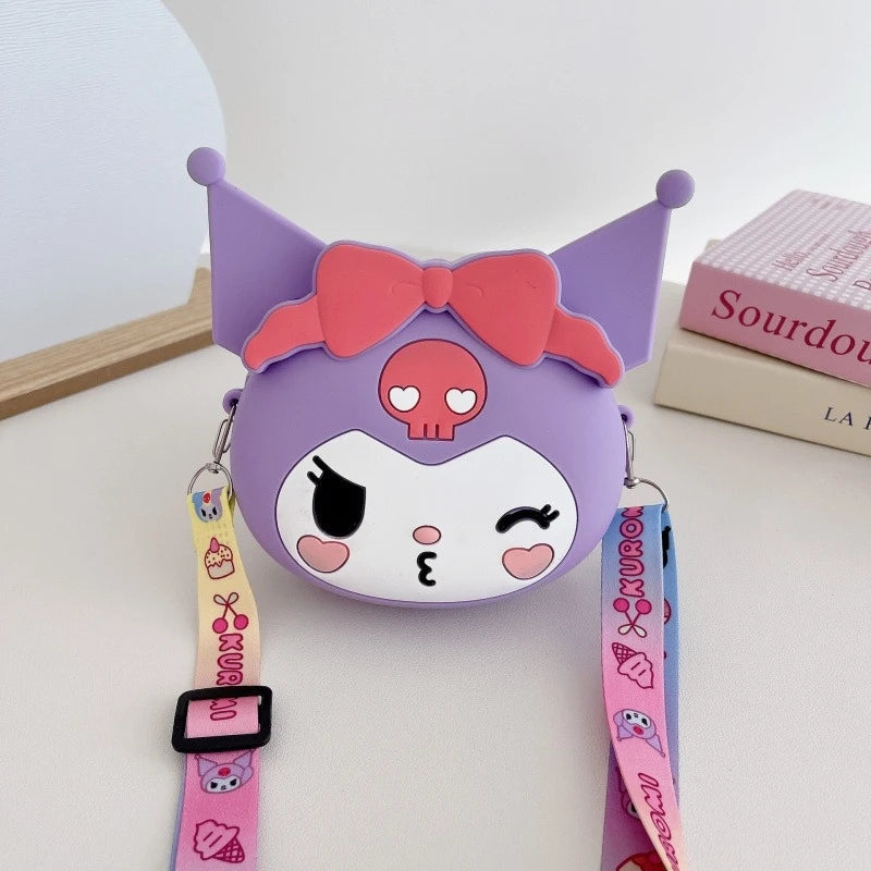 Hello Kitty Kuromi Coin Purse Cute Cartoon Student-Style Instagram-Inspired Fashion Bag Melody Silicone Crossbody Bag Qme