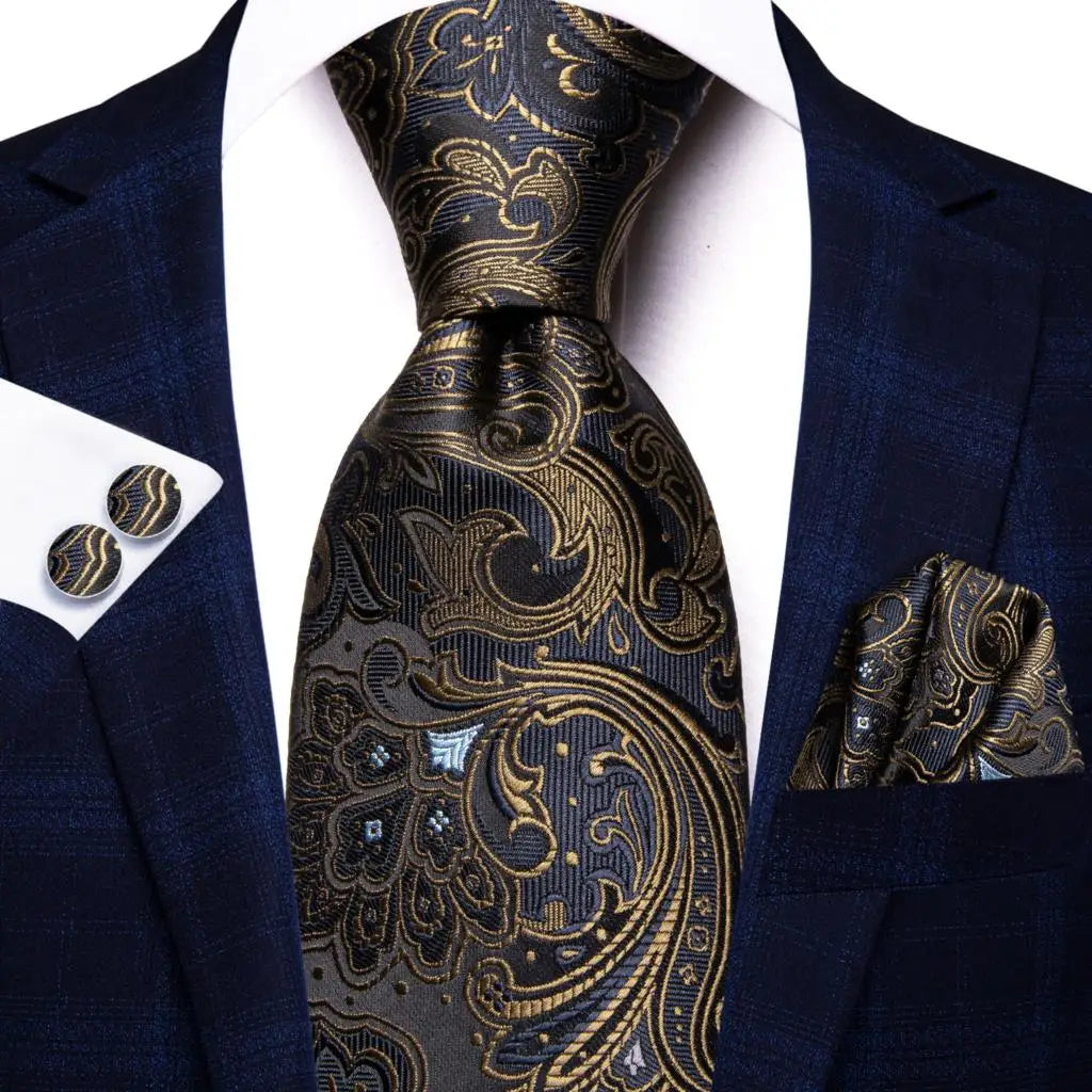 Navy Blue Striped Wedding Tie Men Fashion Design Green Red Necktie