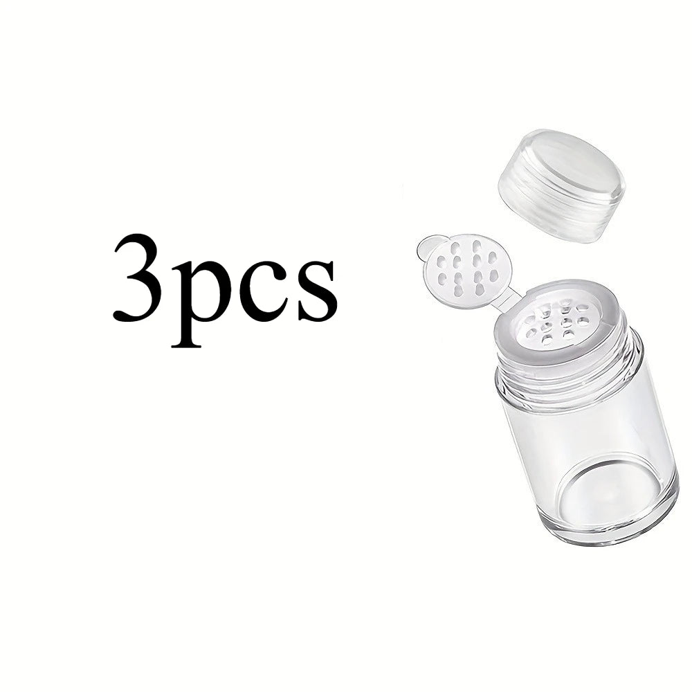 Mini transparent powder compact, small travel-sized cosmetic glitter container, dispenser, cosmetic storage jar Qme Twelve holes 3pcs