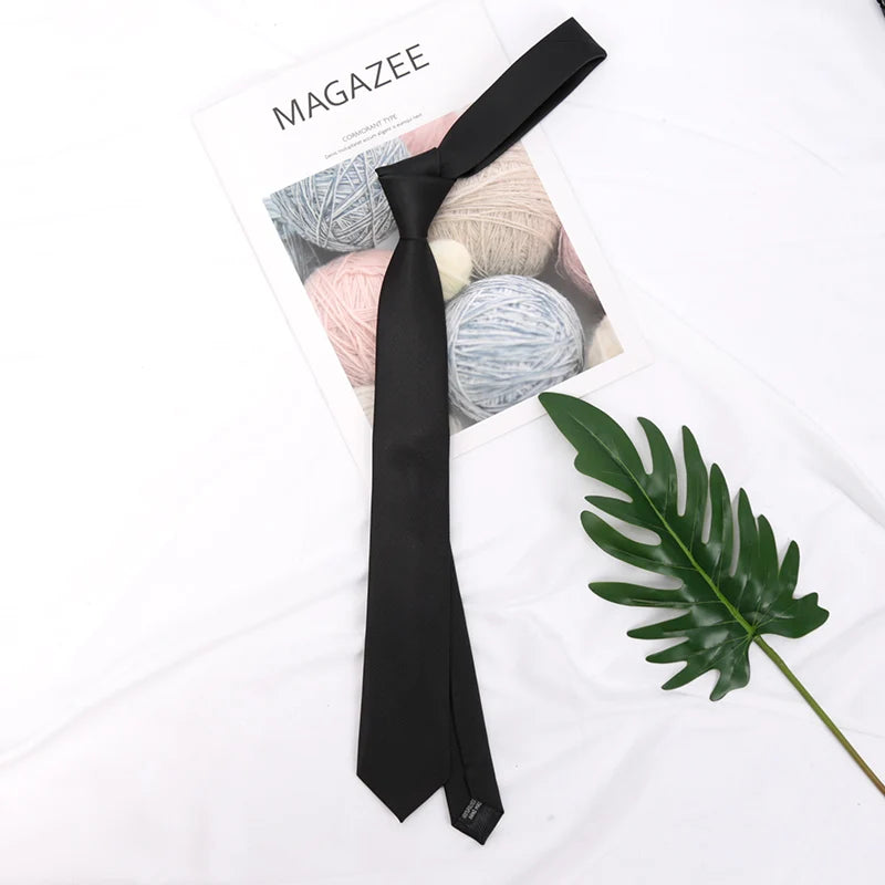 Mens Ties Champagne Red Black Solid Skinny Necktie Women Casaual Qme