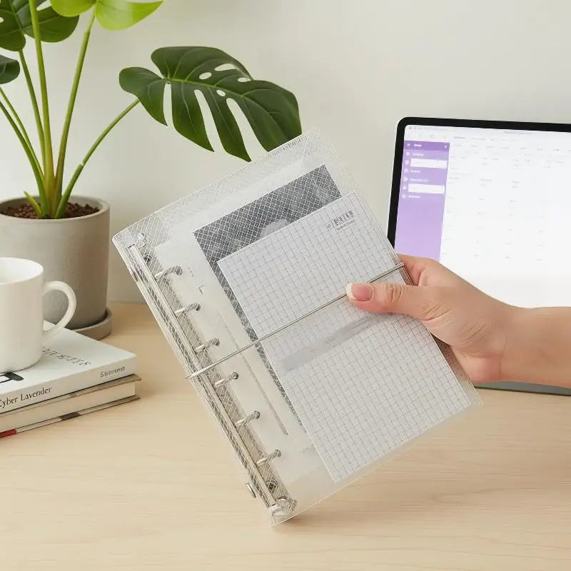M5 A6 Diagonal PP Three Fold Loose Notebook Cover Mini Portable Qme