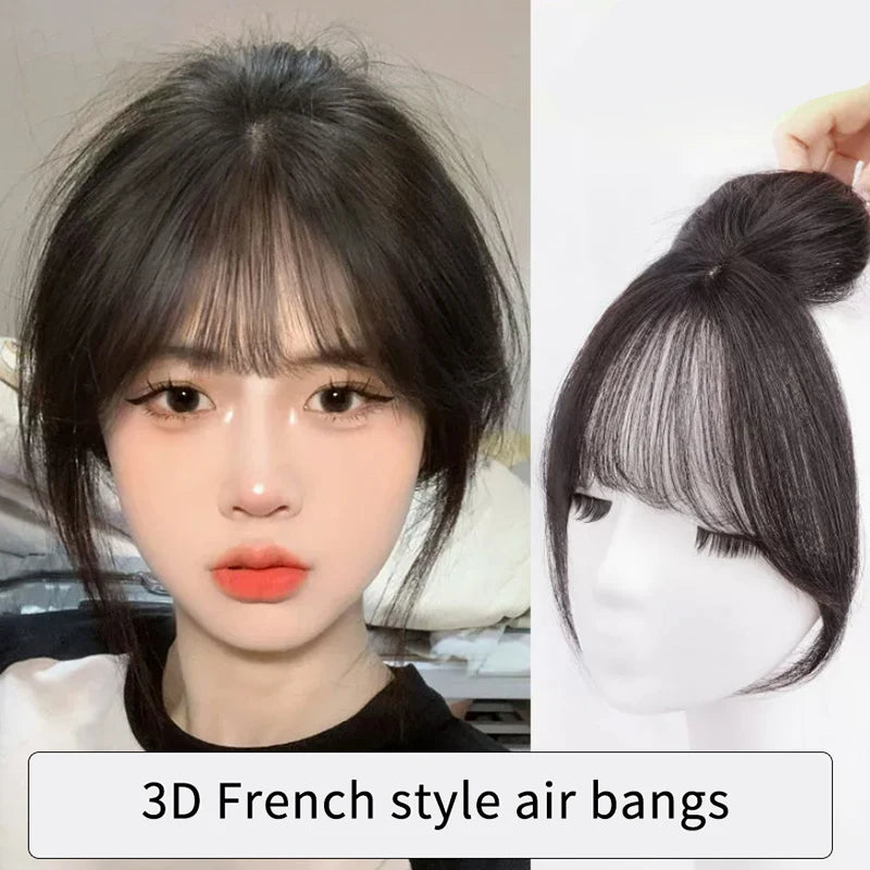French Synthetic Fake Bangs Wig Hair Natural Hairpiece Extensions Qme