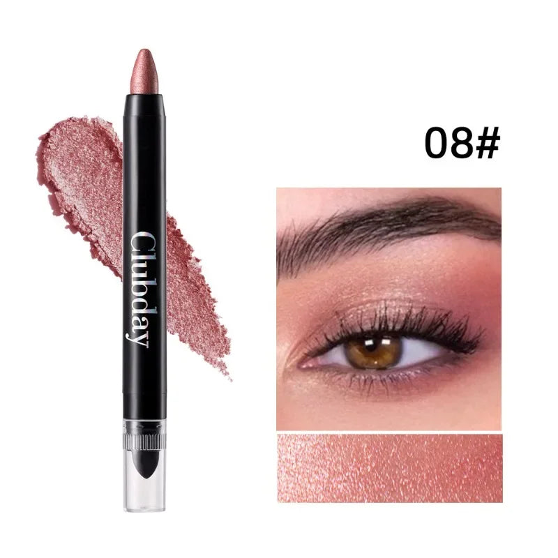 Double-sided Eyeshadow Stick Highlighter Brightening Pen with Pearlescent Glitter Matte Finish Shimmer Pigment Lasting EyeShadow Qme 08