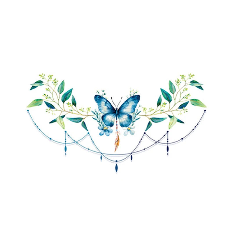 Large-size body art temporary tattoo, sexy chest, colorful flower and butterfly stickers, waterproof fake tattoo to cover scars. Qme