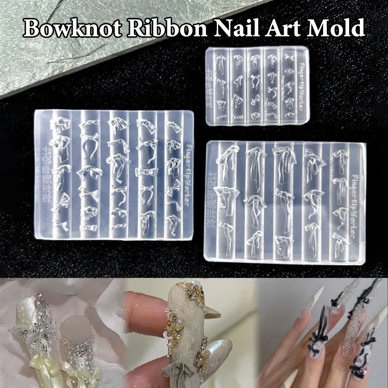 3D DIY Manicure Art Mould Tools Bowknot Silicone Nail Mold Mixed Qme