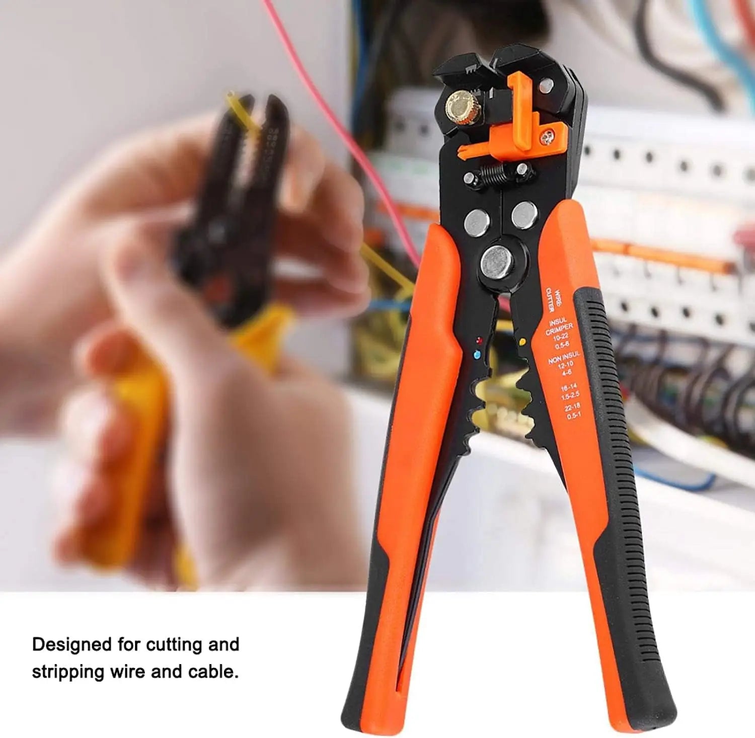 Multifunctional Cable Wire Stripper Cutter, Crimping Stripping Plier Tool, Self-adjusting 8" Automatic Wire Stripper Qme