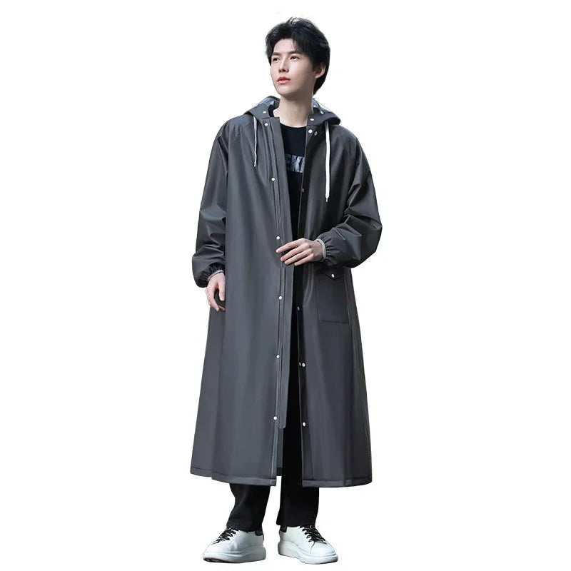 Long Style Environmental Rain Jacket, Zipper Hooded Poncho, Motorcycle Rainwear, Women/Men Hiking Poncho for Summer Qme