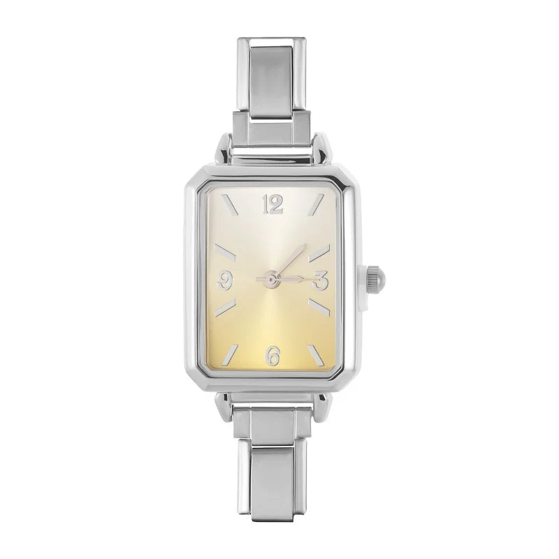 Simple Square Watch Bracelet Fit DIY Italian Charm Stainless Steel