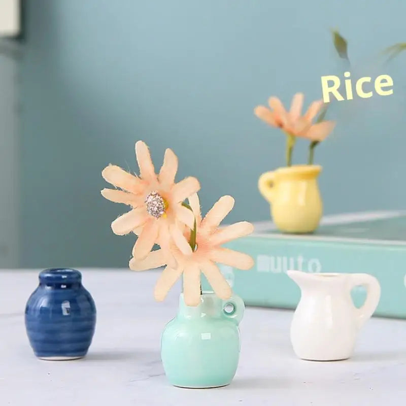 1Pcs Creative DIY Magnetic Flower Arrangement Decorative Object For Home Kitchen Decoration Mini Ceramics Vase Fridge Magnet Qme