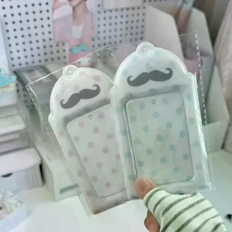 Polka Dot Mustache Print Card Holder Stylish PVC Kpop Photocard Meal Qme
