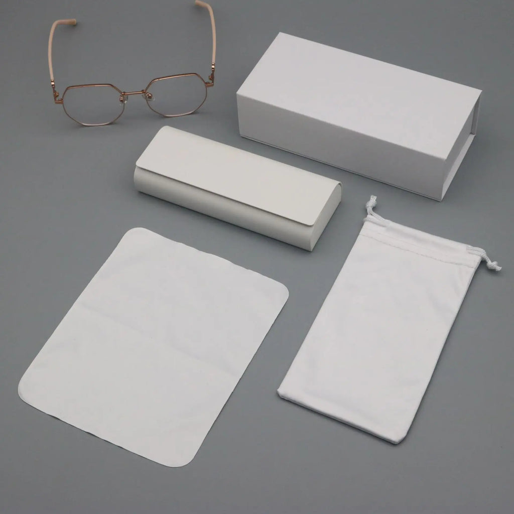 4 pcs Set High-Quality White Eyeglass Case Handmade Faux Leather Large Capacity Storage Luxurious Premium Feel Eyeglass Box Qme Handmade Box Set