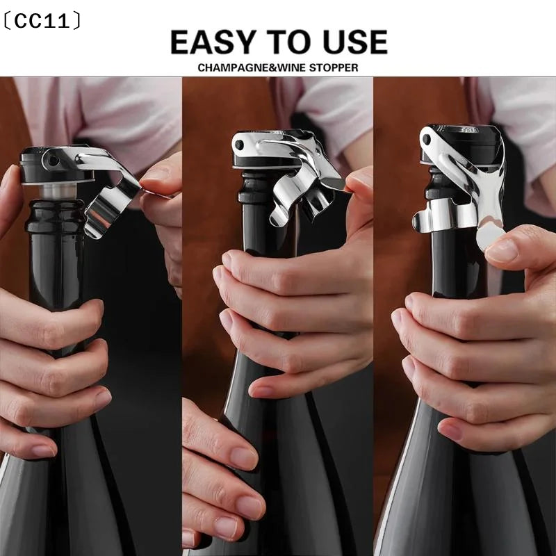 Wine Bottle Stoppers Stainless Steel Press Mode Champagne Stopper Bar Qme