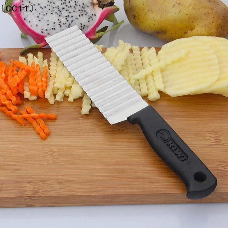 Stainless Steel Corrugated Knife Anti Slip Handle Cutting Potatoes Qme