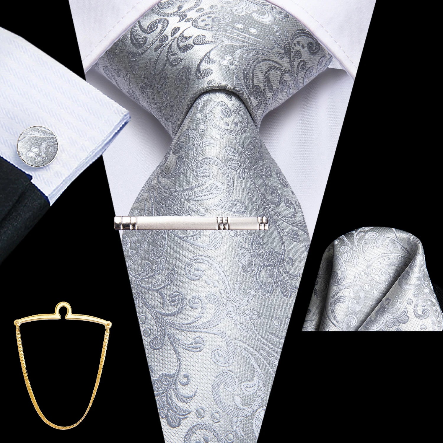 Hi-tie Men's Smart Business Tie 5 Paisley Ties Handkerchiefs Qme QQ1169