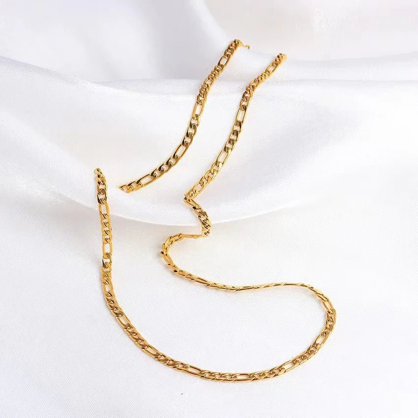 Luxury Brand 20-60CM 18K Gold Filled Beautiful 4MM Necklaces Sideways Chain for Men Woman Fine Jewelry Wedding Accessories Party Qme