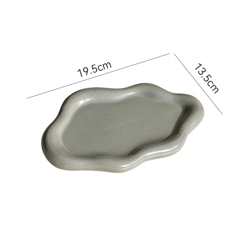 INS Cloud Shape Ceramic Plate Exquisite Ornaments Jewelry Dish Women Qme DARK GRAY