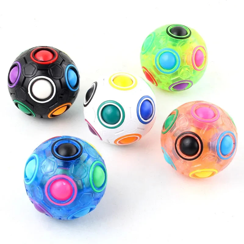 Magic Rainbow Puzzle Ball Speed Cube Ball Fun Stress Reliever Brain Teaser Color Matching 3D Puzzle Toy for Children Teen Adult Qme