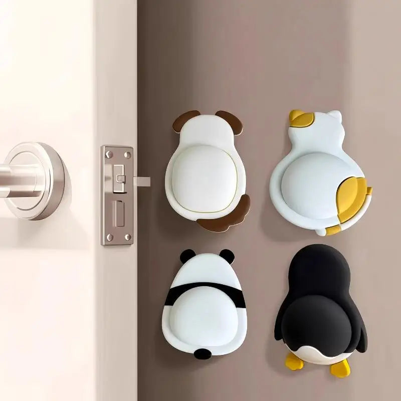 4PCS Door Stopper 3D Dog Cat Penguin Panda Anti Collision Self Adhesive Bumper Furniture Protector Home Improvement Qme