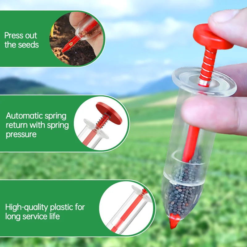 1pc Portable Seed Dispenser - Easy-to-use full-seed hand planter, ideal for garden and lawn care tools, ready to go Qme