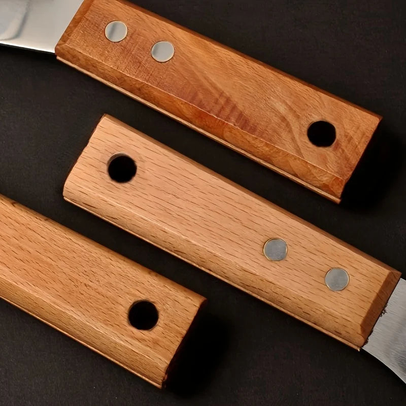 Paint Scraper Tool, Stainless Steel Hard Putty Scraper with Wooden Handle, Used for Removing Dry Wall Paint and Filling Joints Qme
