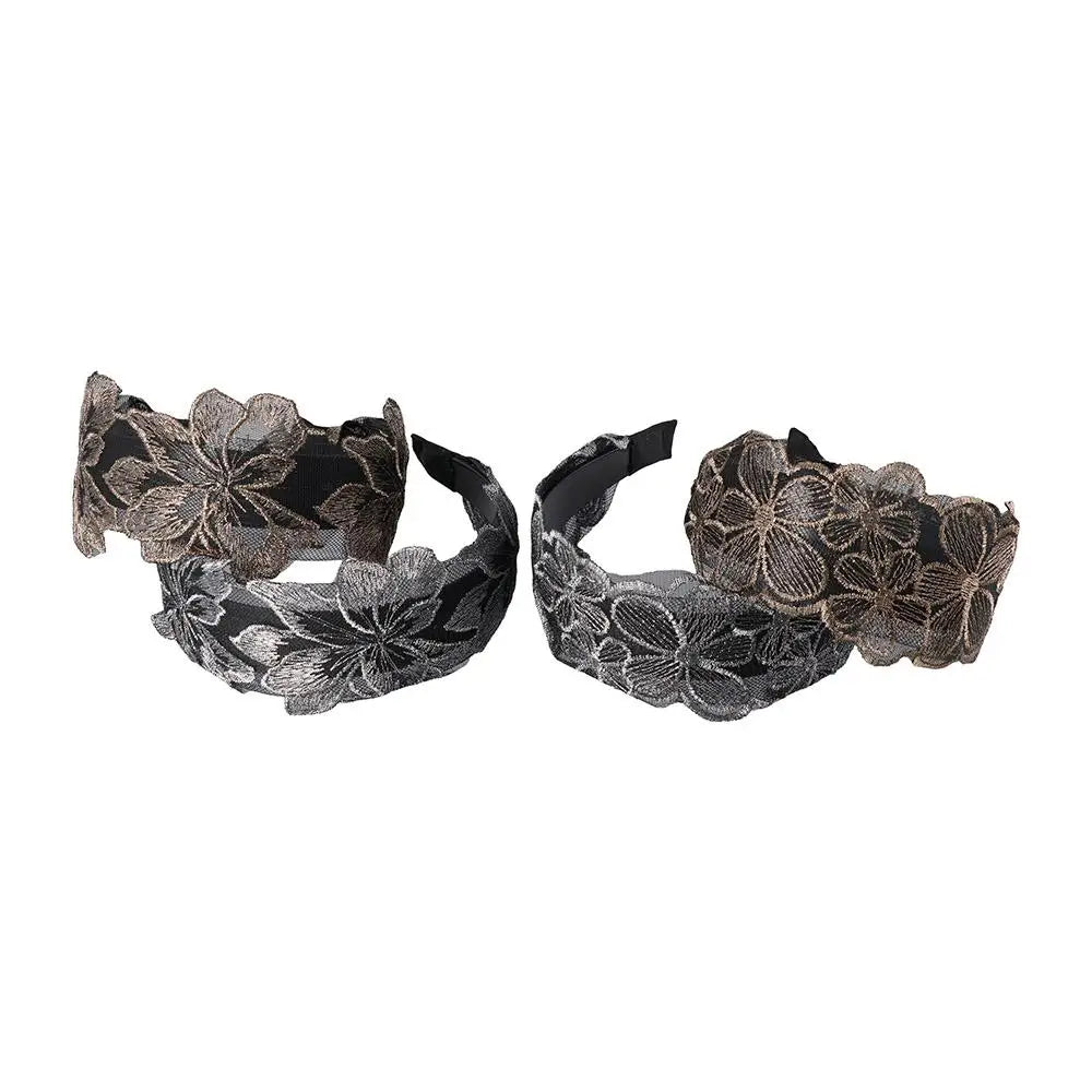 Retro Simple Summer Lace Flower Wash Face Women Hair Hoop Korean Wide Qme