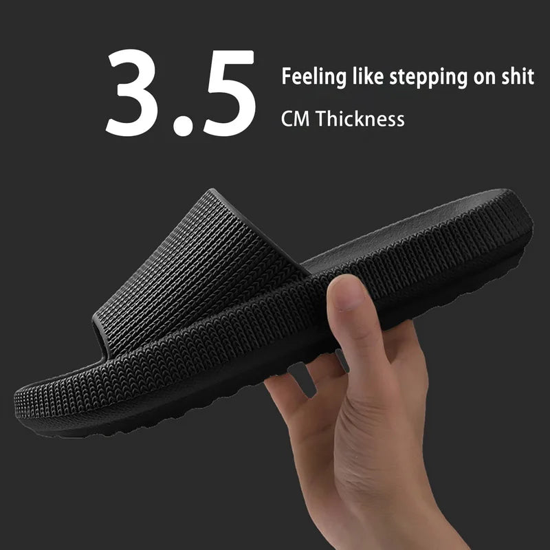 Summer Slippers For Men Women Soft Slippers Indoor Home Slides Cloud Slipper Men Flat Sandals Beach Shoes Man Male Flip Flops Qme A-Black 38-39 (fit 37-38)