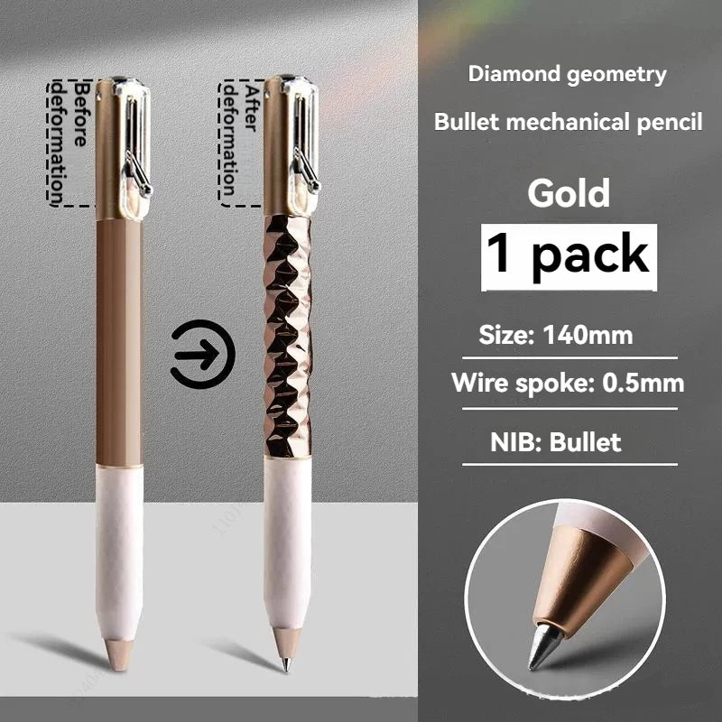 Mechanical Gel Pens Set , 0.5mm Black Ink Pens Fine Point Smooth Writing Pens, High-End Series for Office School Supplies Qme 1 gold pen
