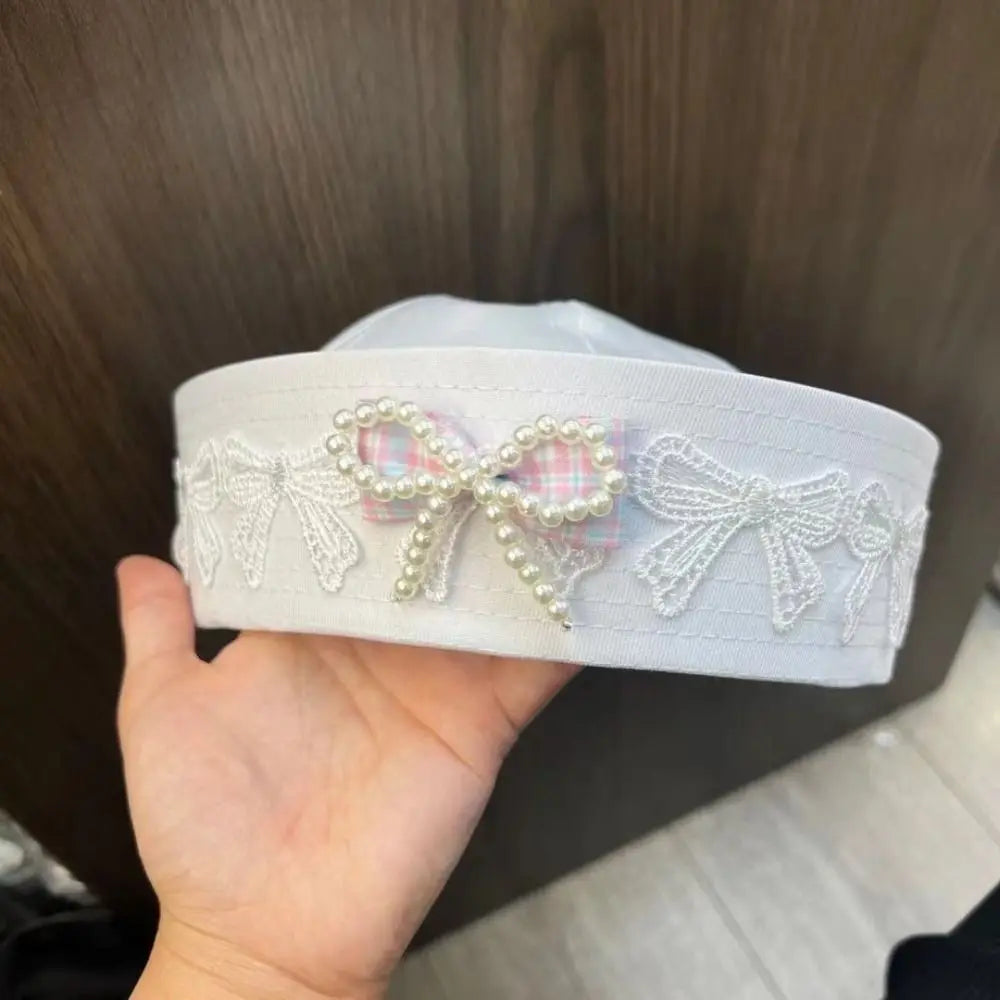 Japanese Y2k Sailor Caps Harajuku JK Navy Hat Bow Lace Sweet Berets Spring Summer Qme
