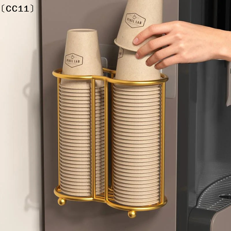 Metal Disposable Cup Storage Holder Rack Shelf Water Tea Cups Qme