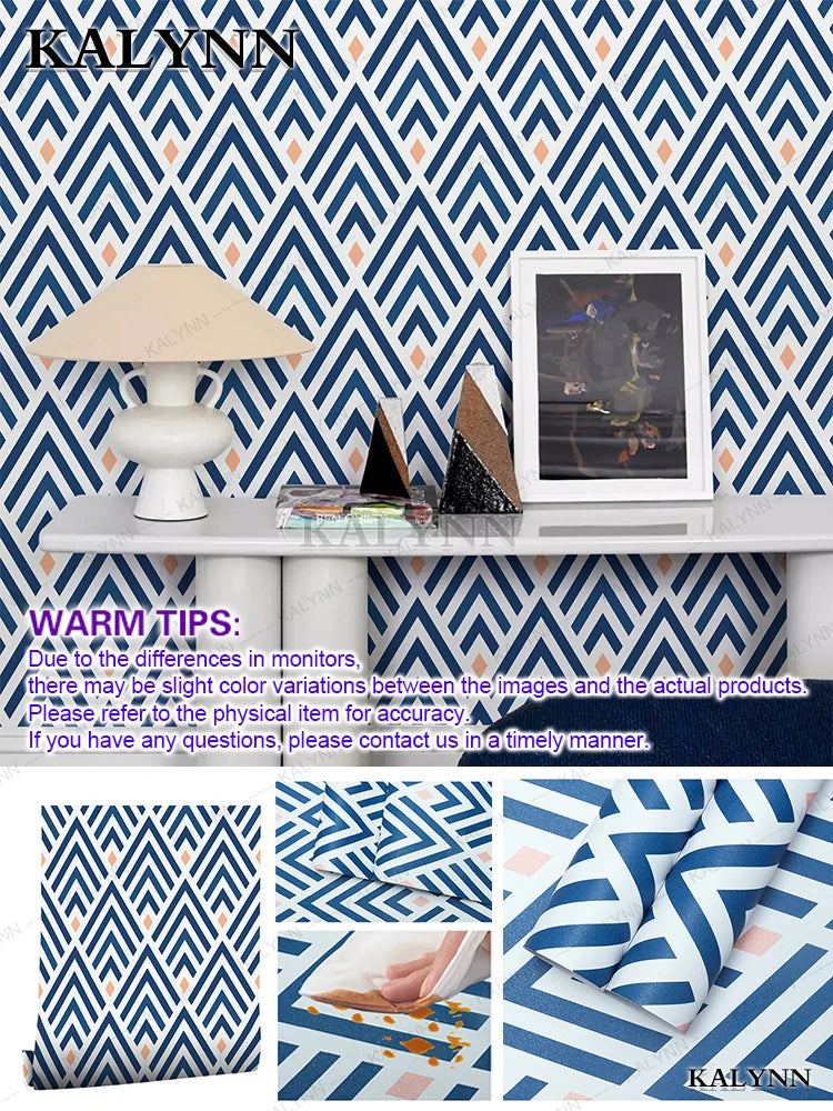Peel Stick Wallpaper Abstract Self Adhesive Contact Paper Wooden Qme Blue Geometry 6mx45cm