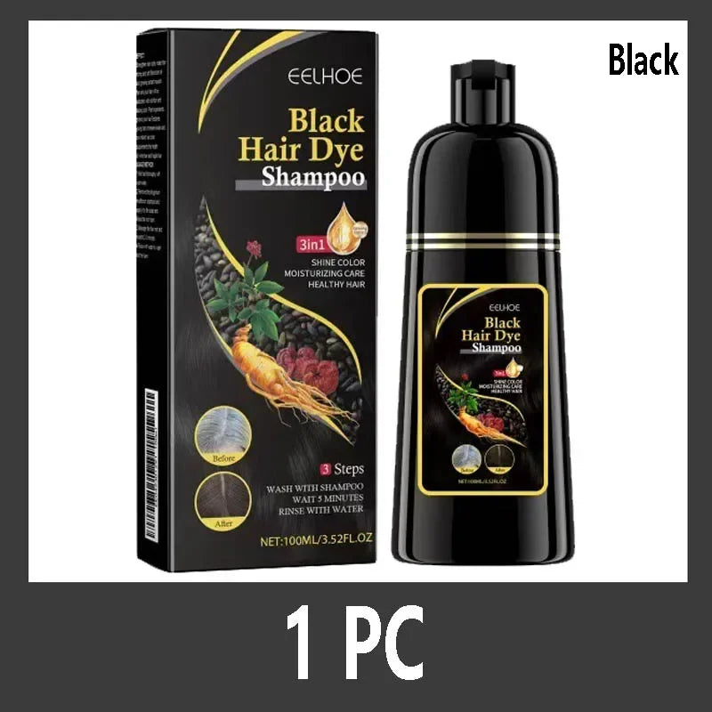 Instant Black Dye Shampoo Black Brown Hair Coloring Natural Herbal Ginseng Hair Repair Shampoo Grey White Hair Dyed Black Qme 1 PC