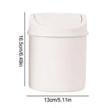 Mini Desktop Bin Small Trash Can Tube With Cover Bedroom Trash Can Garbage Can Clean Storage Box Home Desk Qme White