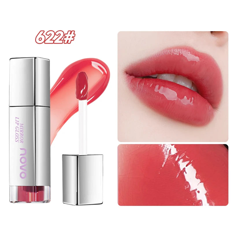 Glossy Lipstick-Lasting Hydrating Lip Gloss, Water Light Mirror Glossy Glass Lip Glaze, Waterproof, Non-Sticky, Non-Stick Cup Qme 622