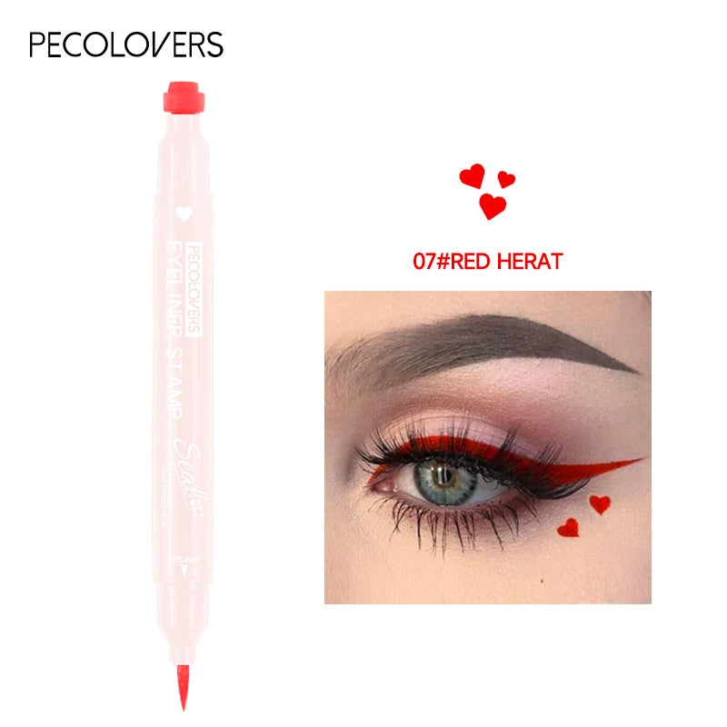 Double-head Liquid Eyeliner Pen Stamps Natural Finish Waterproof Qme 07