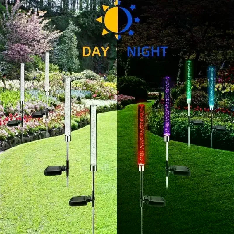 Solar Bubble Bar Garden Light Outdoor Changing Landscape Path Terrace Qme