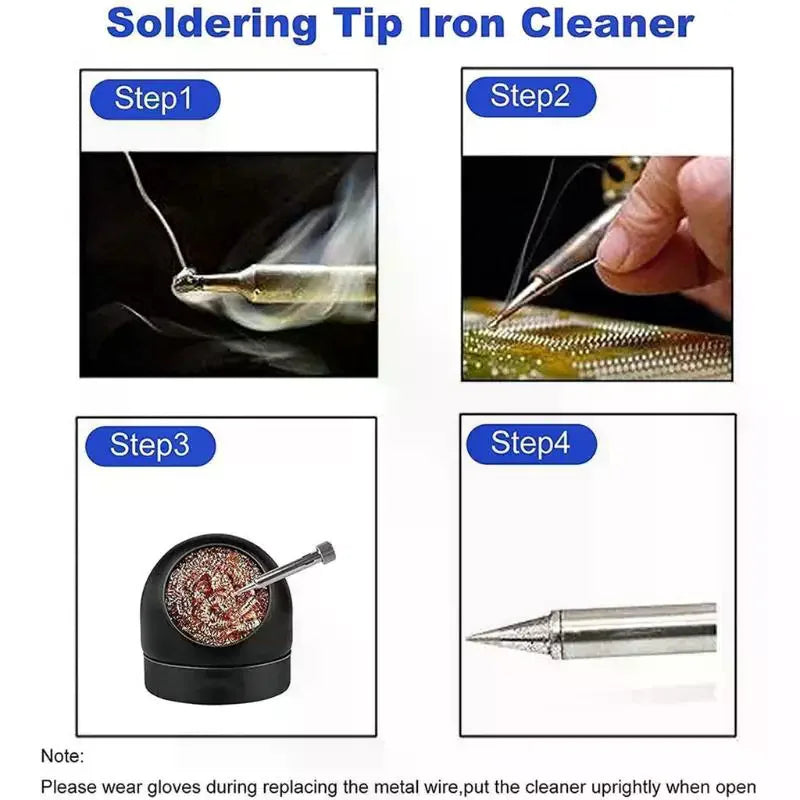 Soldering Iron Tip Cleaning Ball With Copper Coil Sturdy Holder No Water Needed For DIY Electronics Repair Projects Qme