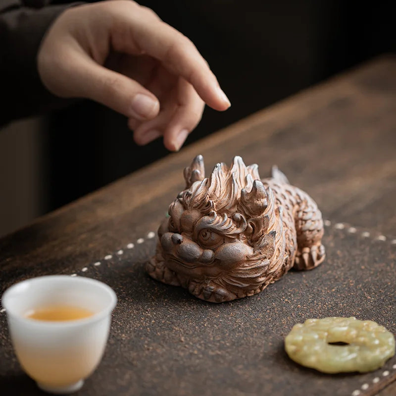 Old Rock Mud Unicorn Ornament Chinese Tea Pet Kung Fu Accessories Qme