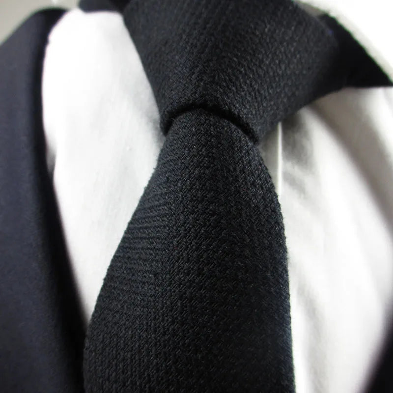 Fashion Mens Necktie Solid Wool Ties Jacquard Woven Ascot Navy Blue Qme COLOR10