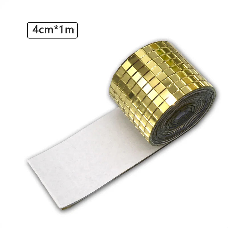 Disco Ball DIY Glass Mirror Stickers Wall Stickers Self-adhesive Home Wall Decor Qme Gold