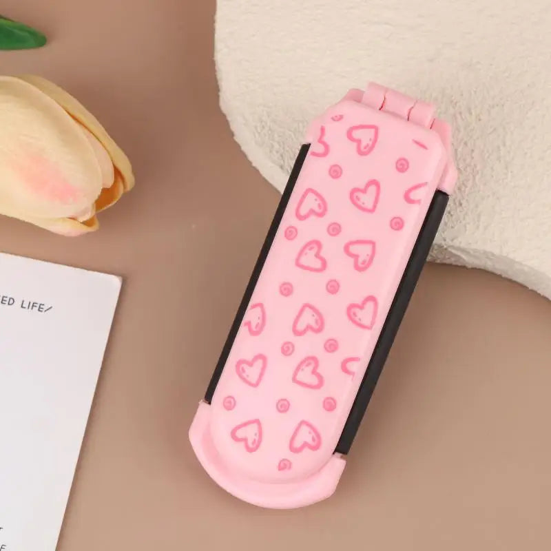 Pink Butterfly Love Pattern Foldable Hair Comb Straight Curly Qme love
