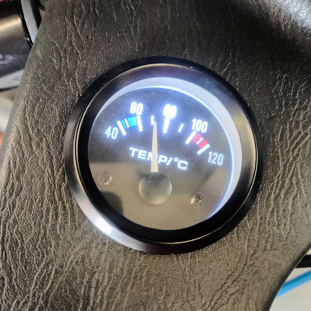 52mm Car Water Temperature Gauge 40-120 Celsius Water Tank Level Indicator LED White Light Car Temp Meter with Water Temp Sensor Qme