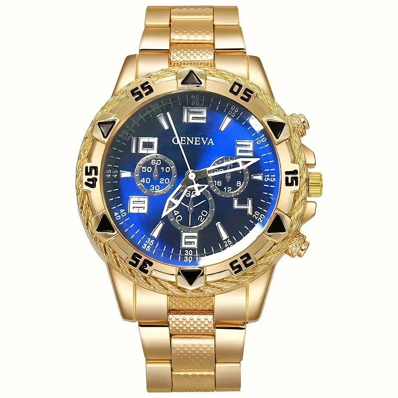 4pcs/1pcs fashionable men's quartz watch - stainless steel strap, round zinc alloy case, electronic sports Qme 2