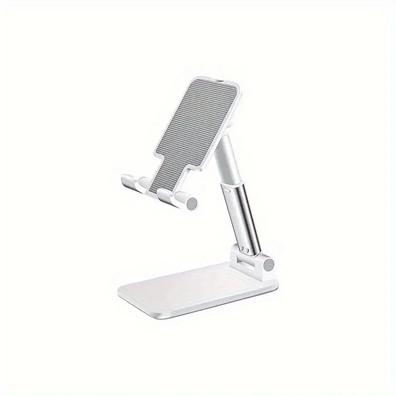 Adjustable Phone Stand, Foldable Desktop Holder for Live Streaming and Photography, Extendable and Portable Tablet Mount Qme White