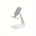 Adjustable Phone Stand, Foldable Desktop Holder for Live Streaming and Photography, Extendable and Portable Tablet Mount Qme White