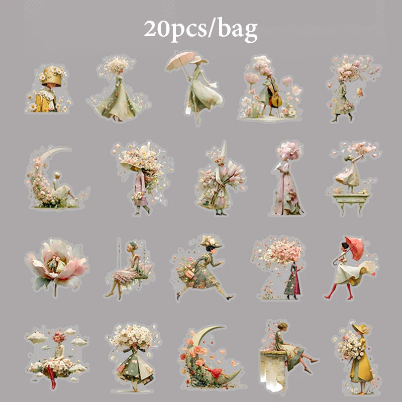 European Artist Character Sticker Pack, Fantasy Collage Supplies for Junk Journaling, DIY Crafts, Stationery Decoration Qme D